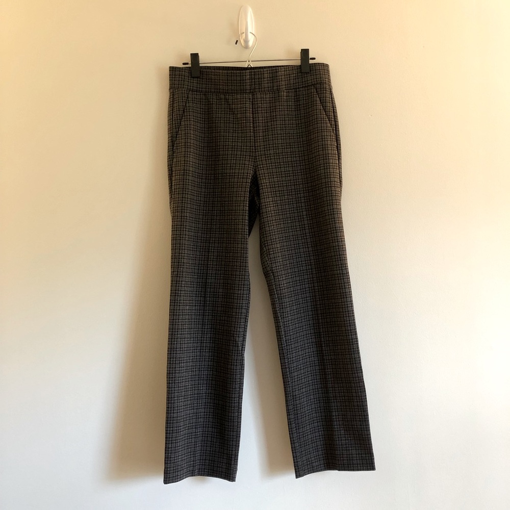 LOFT Pull On Straight Pants In Plaid Ponte-Medium-NWT